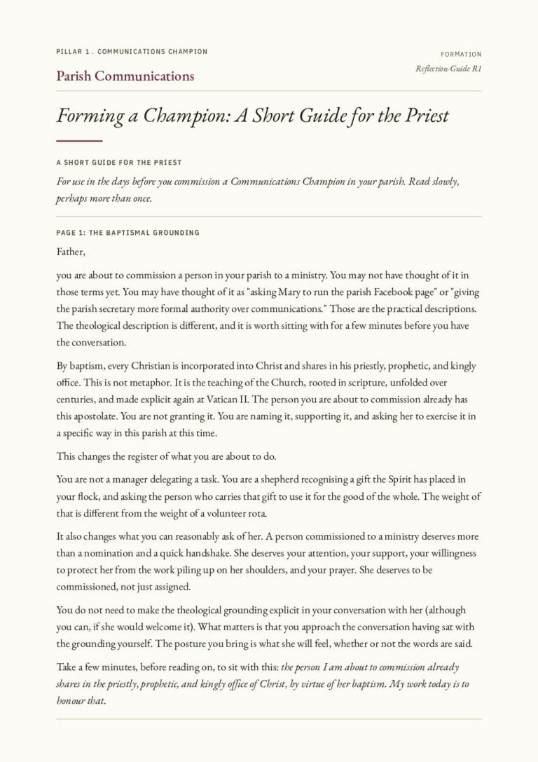 The first page of the Forming a Champion: A Short Guide for the Priest PDF