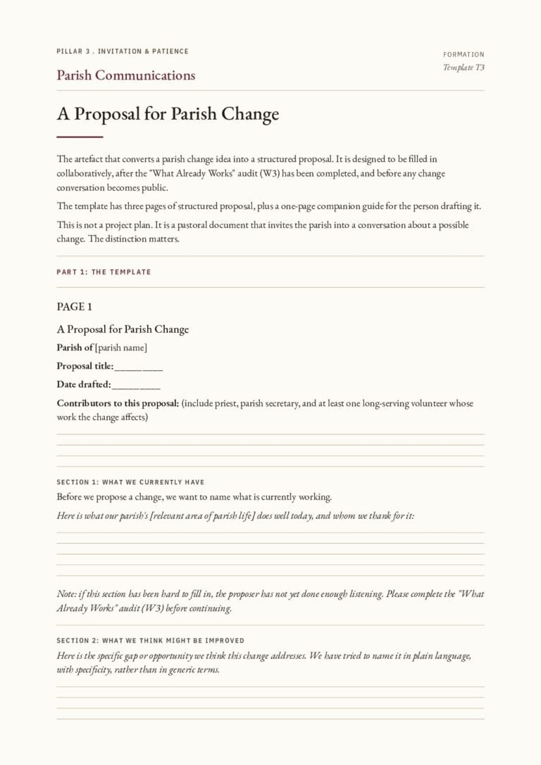 The first page of the A Proposal for Parish Change PDF
